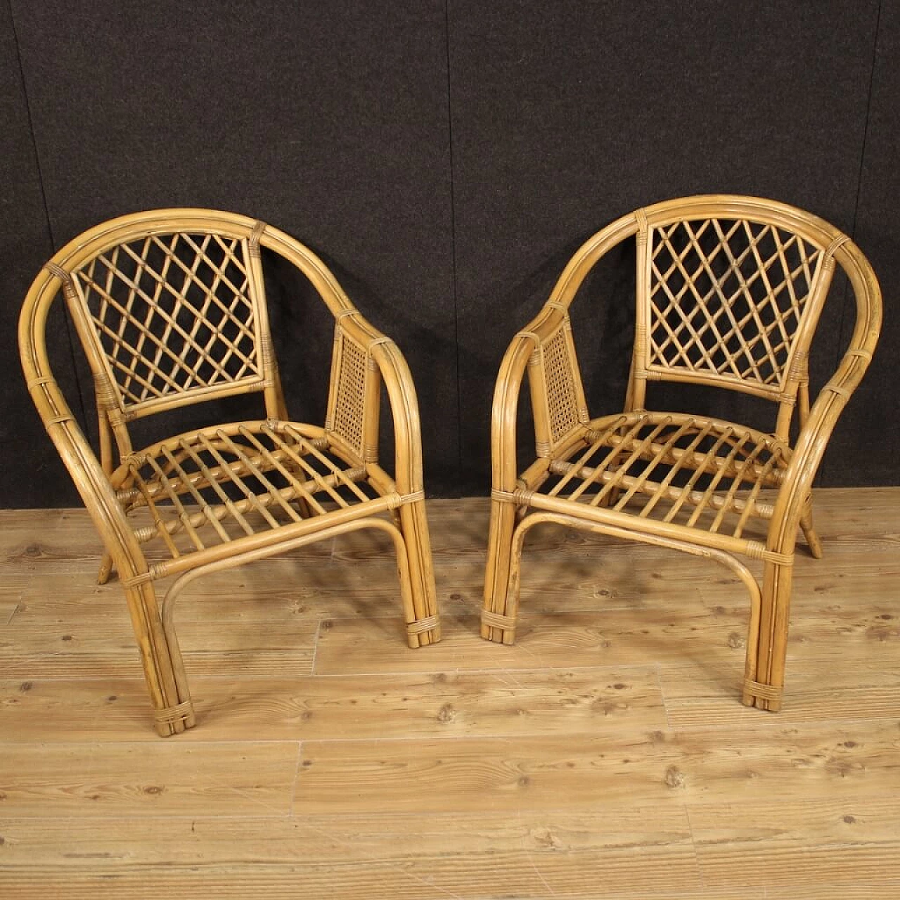 Pair of Italian wicker armchairs 1133022