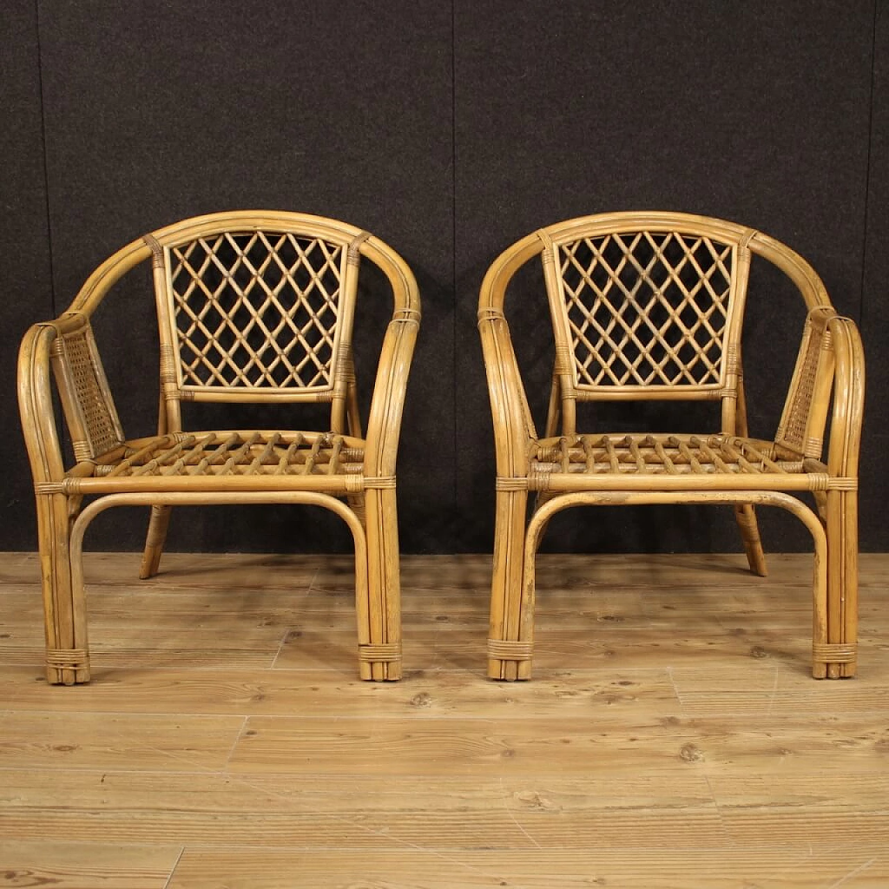Pair of Italian wicker armchairs 1133023