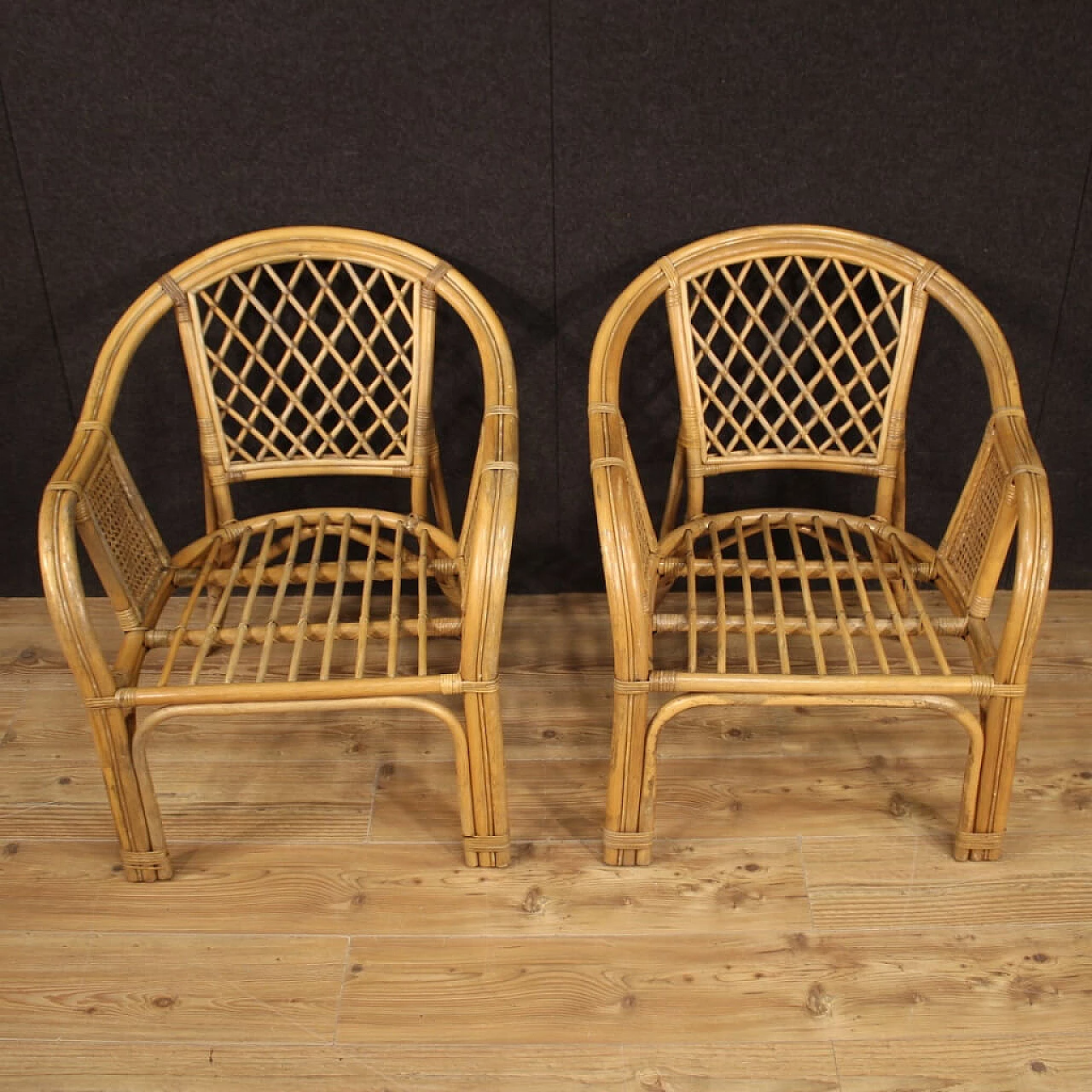 Pair of Italian wicker armchairs 1133024