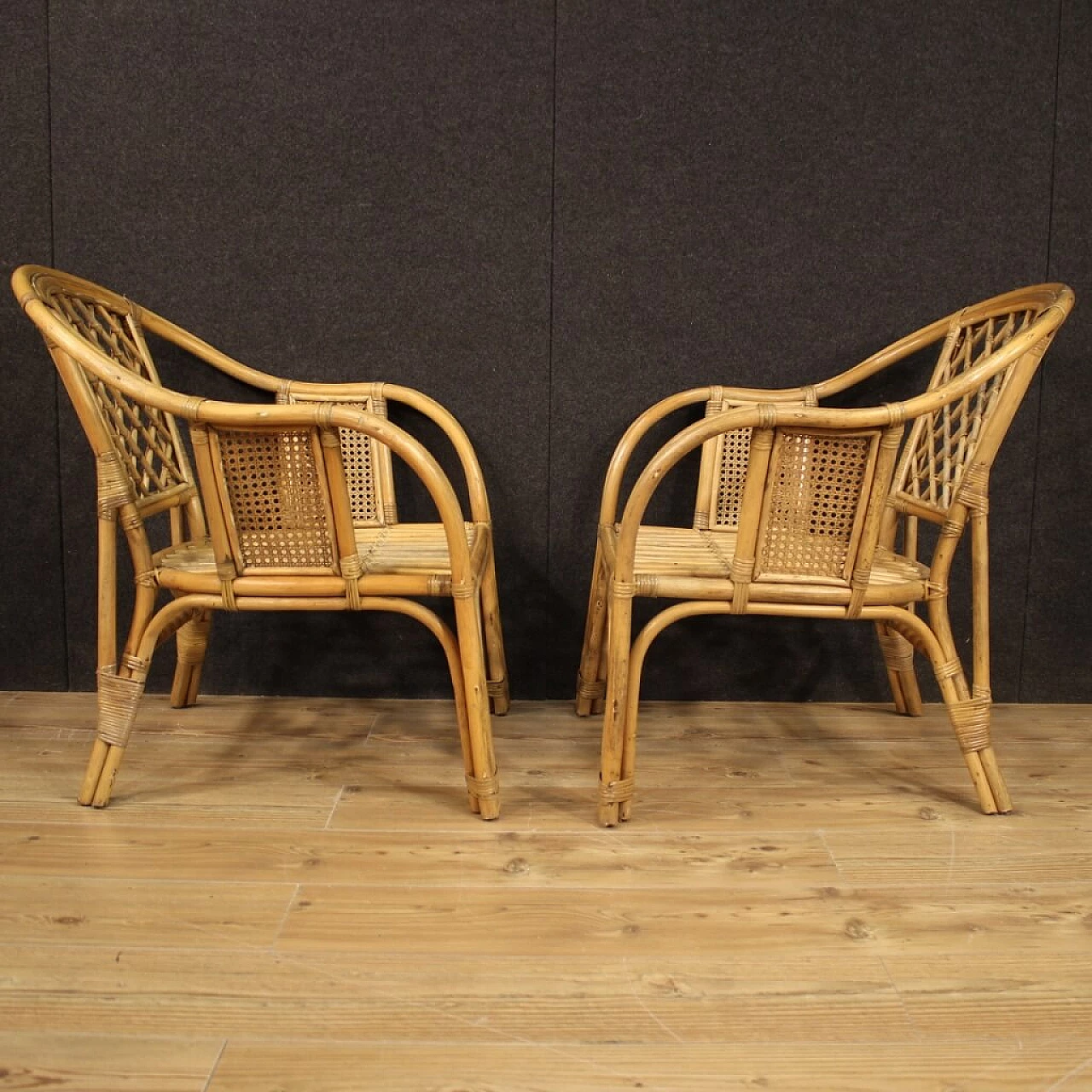 Pair of Italian wicker armchairs 1133025