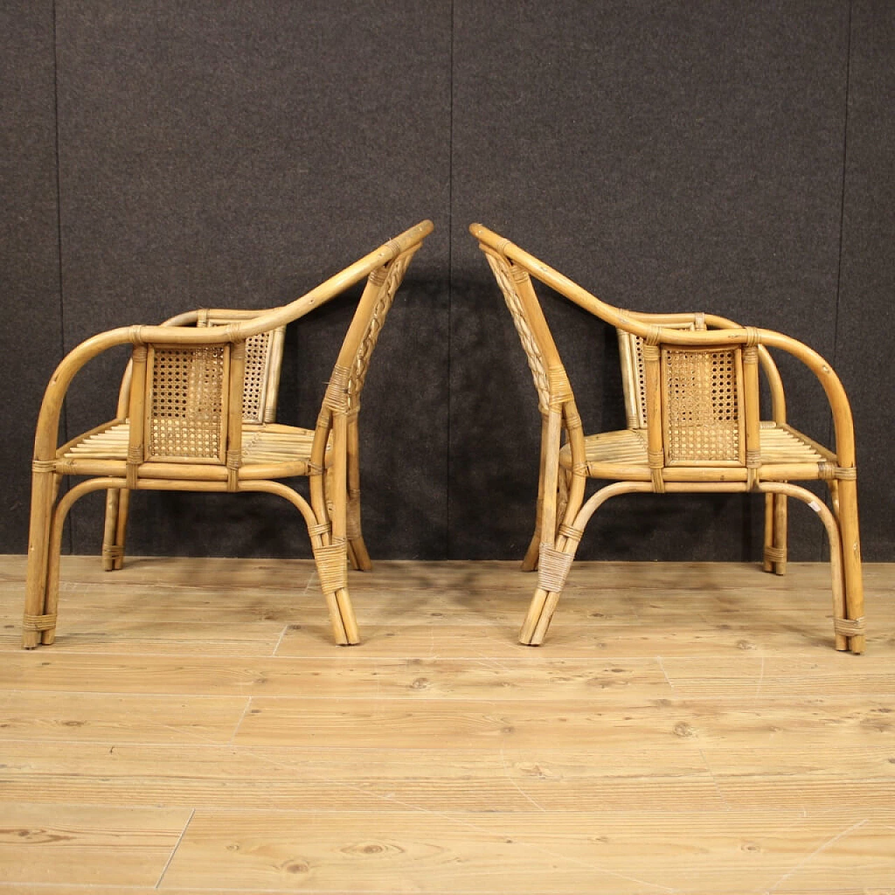 Pair of Italian wicker armchairs 1133026