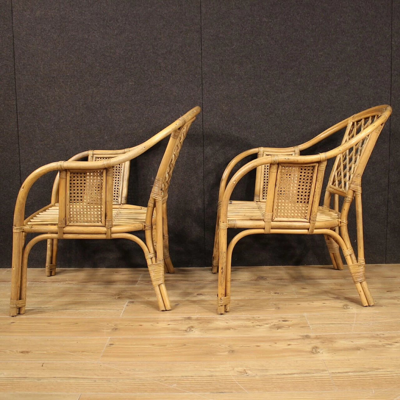 Pair of Italian wicker armchairs 1133028