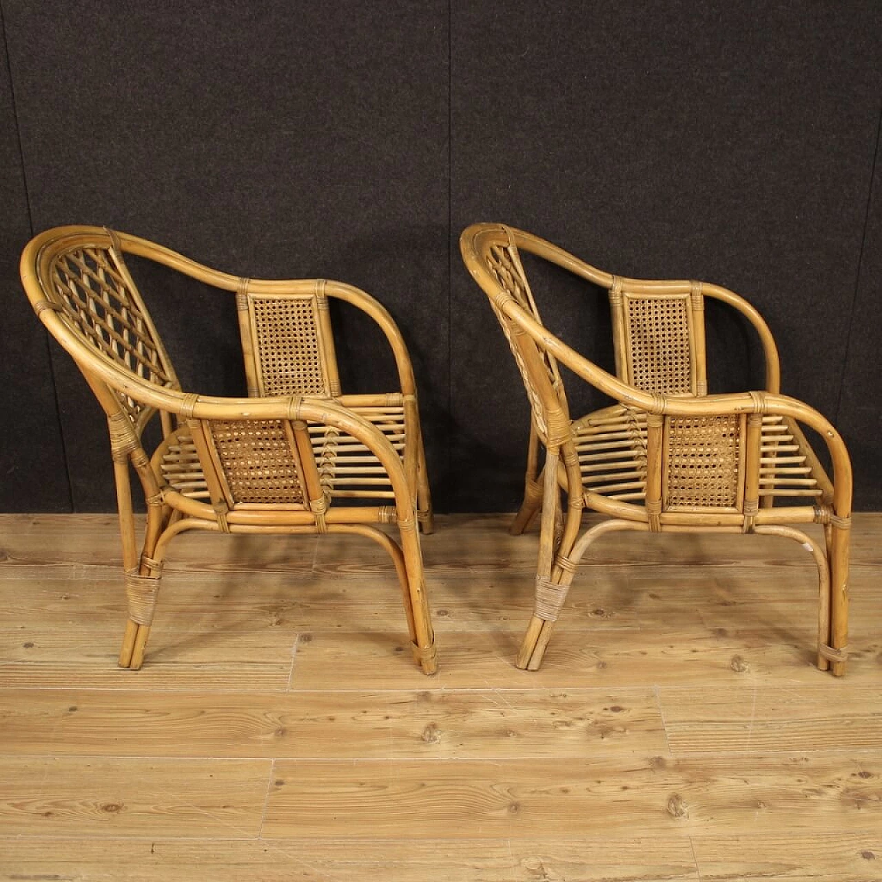 Pair of Italian wicker armchairs 1133029