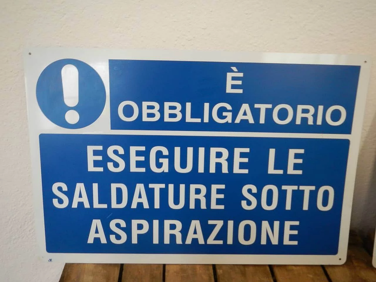 Two metal boards on safety at work, Italy, 90s 1134029