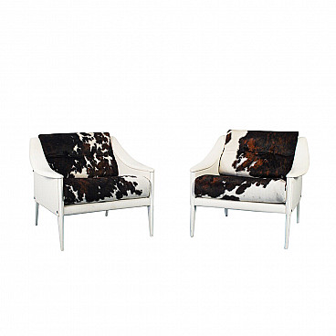 Pair  of Dezza armchairs in cowhide skin design by Gio Ponti production Poltrona Frau, 90s