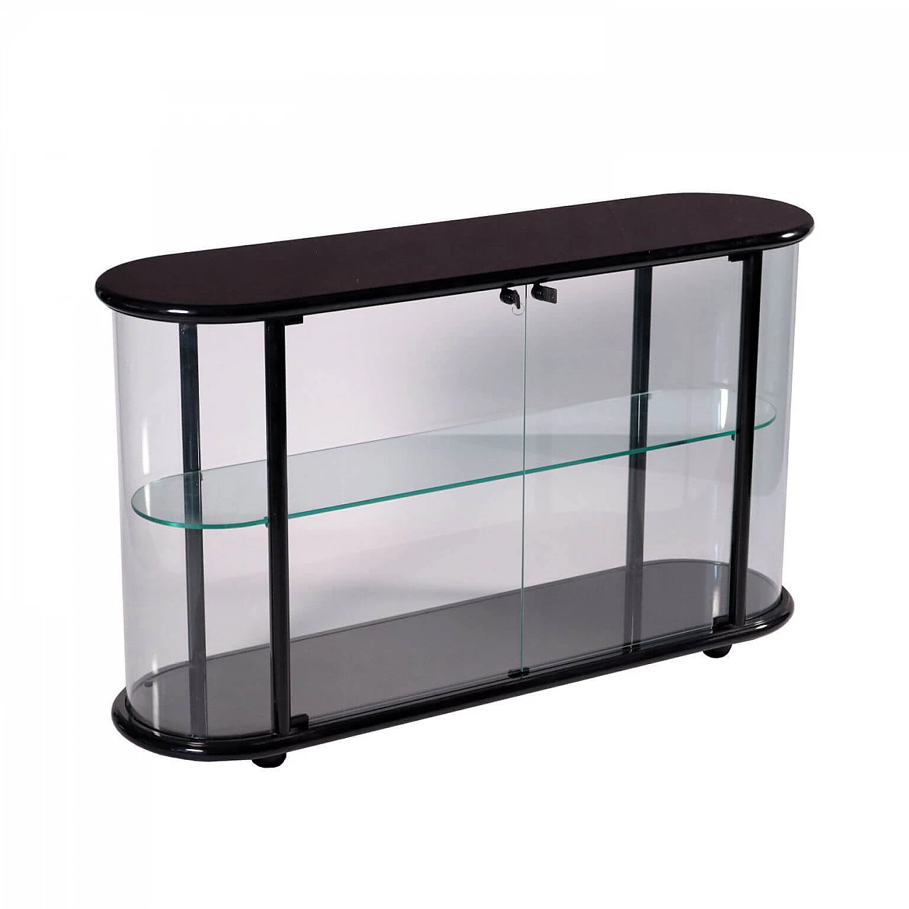 Showcase in black lacquered wood, 80's 1135799