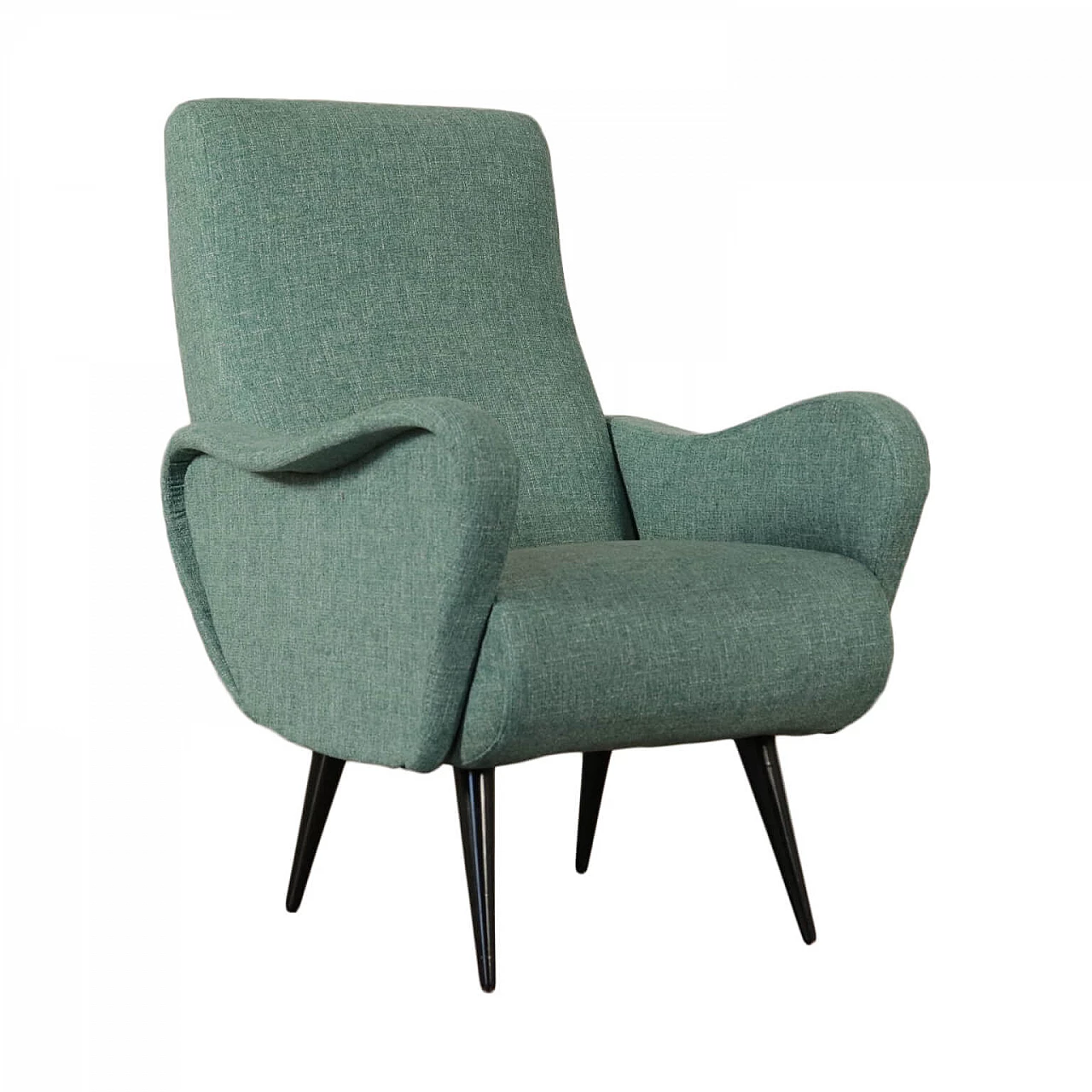 Armchair in green fabric, 50s 1135893