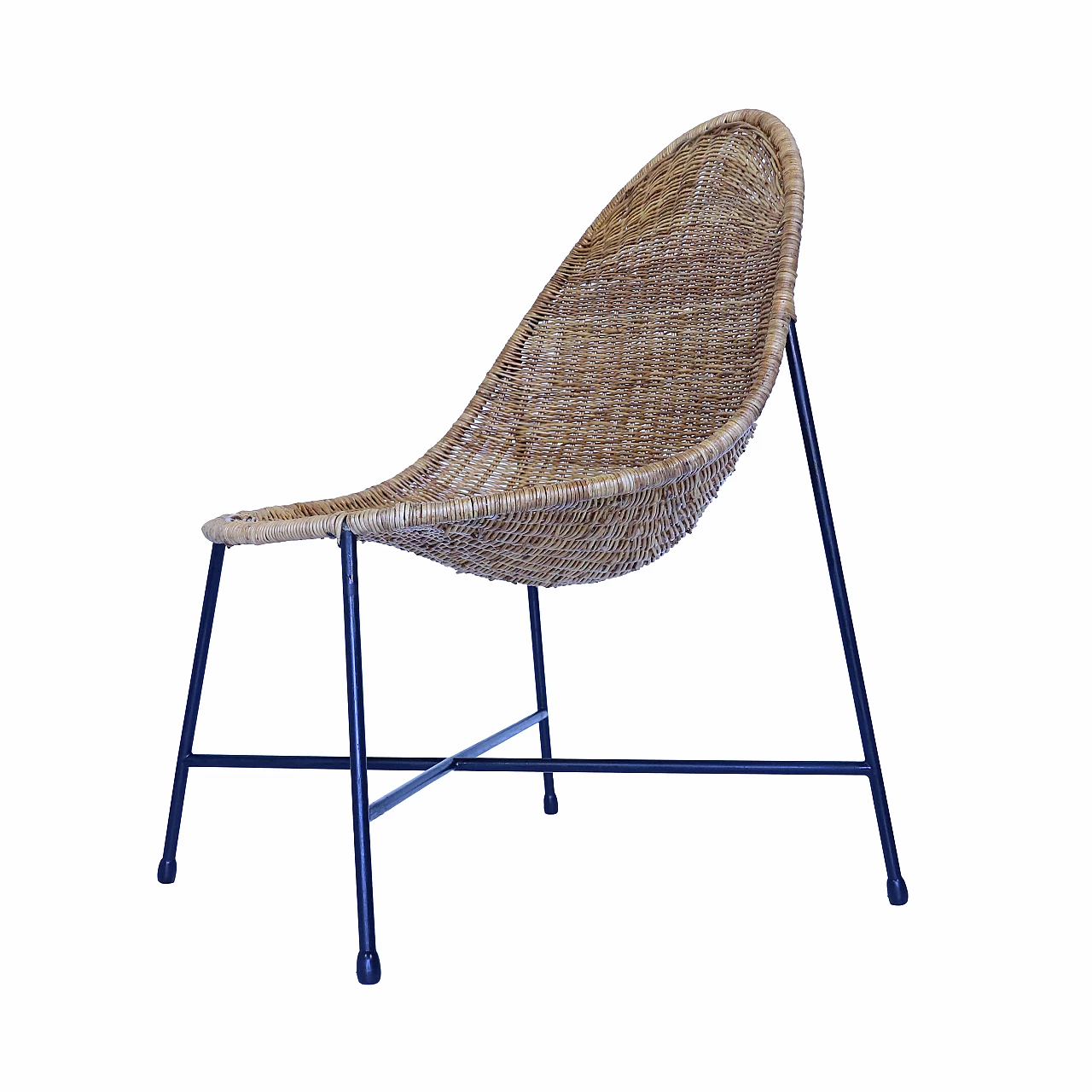 Iron and rattan low lounge chair 1137206