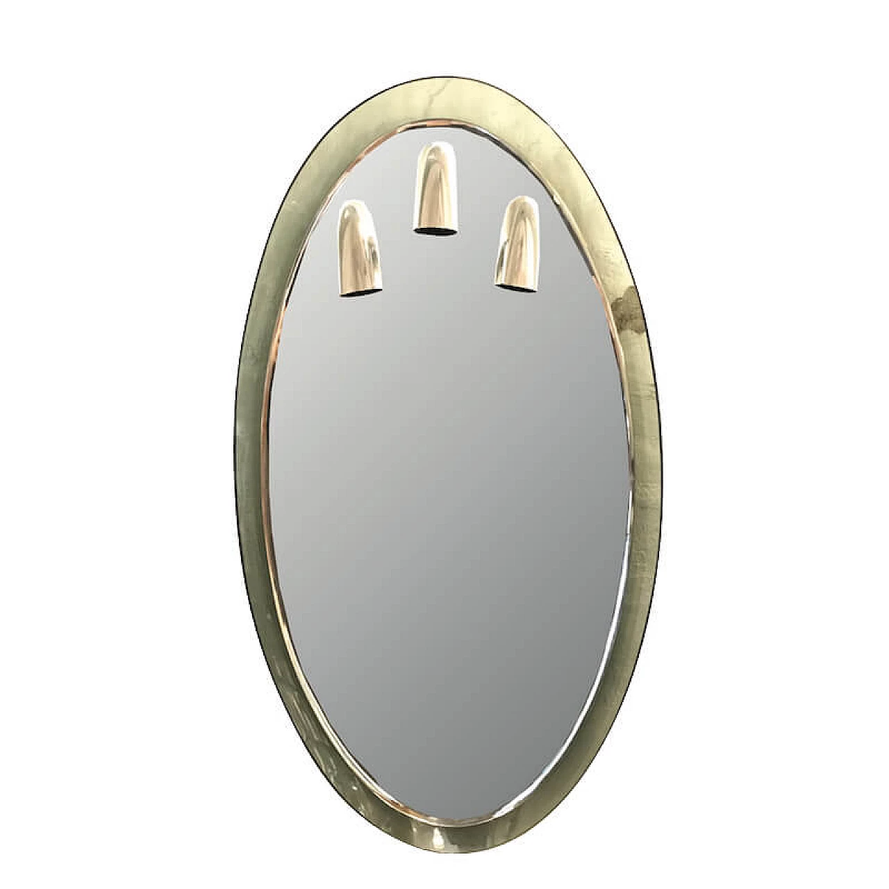Specchio ovale di Fontana Arte a tre luci , anni '70 1137369