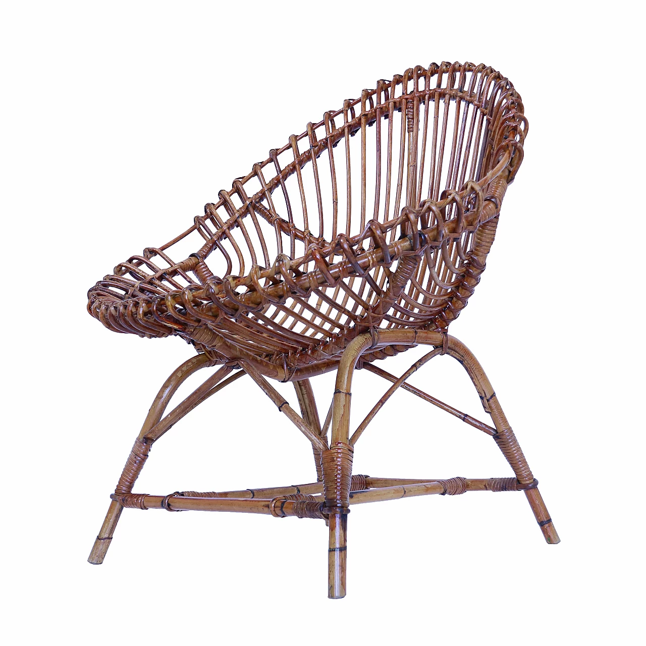 Bamboo low lounge chair, 1950s 1137413