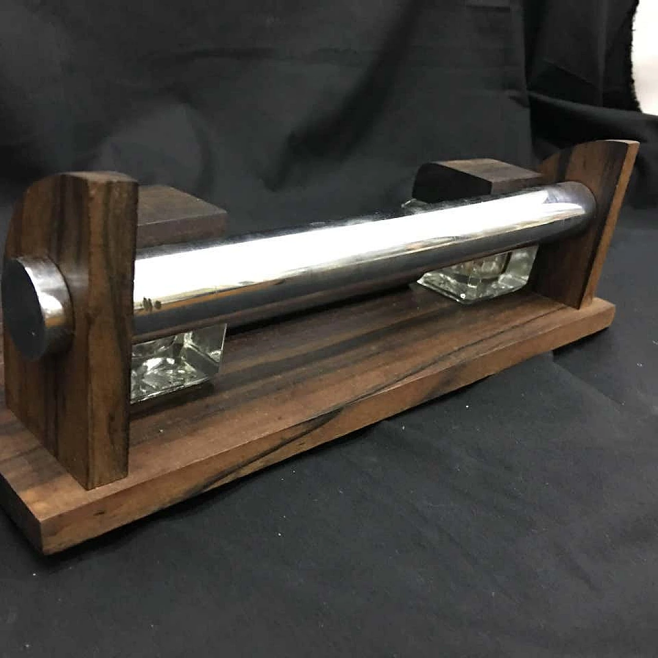 Set da scrivania francese in legno e acciaio Art Déco, anni '30 1138164