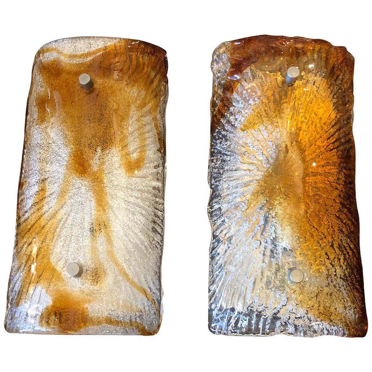 Pair of wall sconces in Murano glass by Mazzega, 70s 1138260