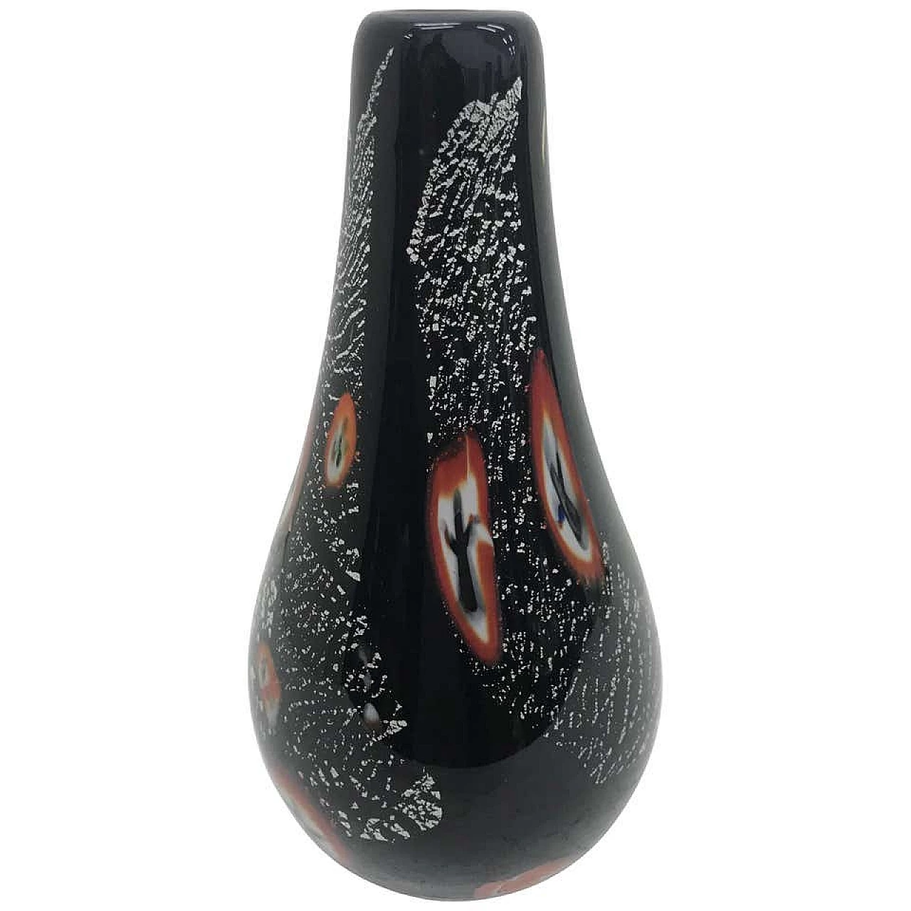 Black Murano glass murrine vase by Alfredo Barbini, 70s 1138414