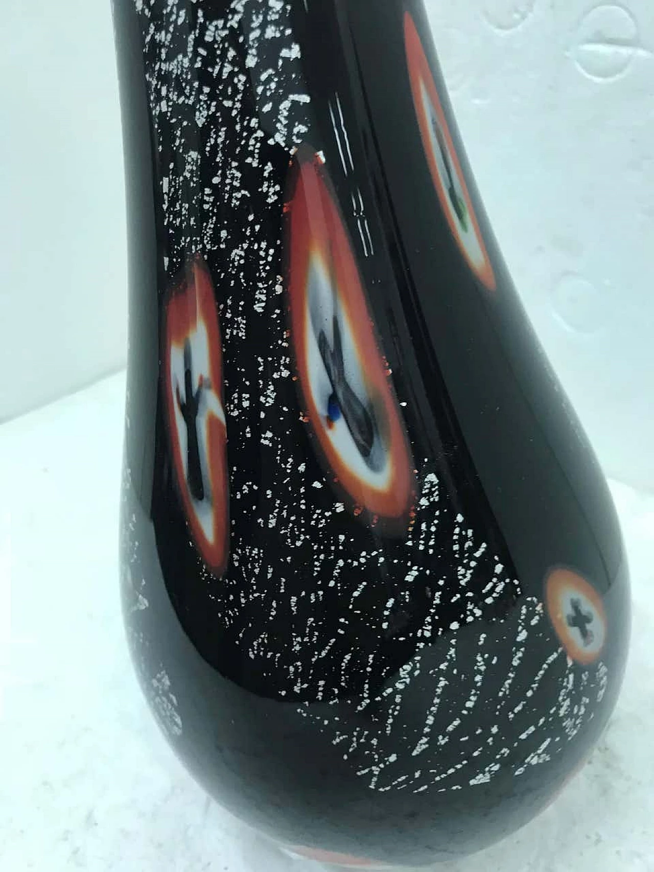 Black Murano glass murrine vase by Alfredo Barbini, 70s 1138417