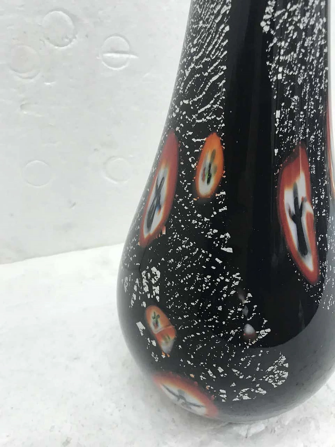 Black Murano glass murrine vase by Alfredo Barbini, 70s 1138419