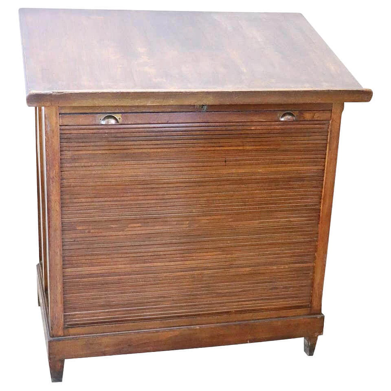 Antico scrittoio scrivinpiedi a serranda in faggio massello, Italia, anni '40 1138645