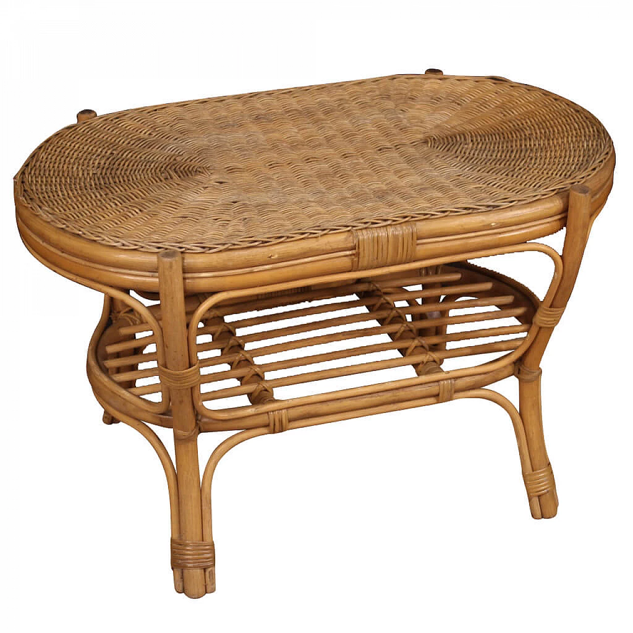 Tavolino italiano in vimini, anni '60 1139564