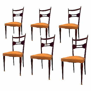 6 Mahogany mahogany dining chairs Paolo Buffa style, 1950s