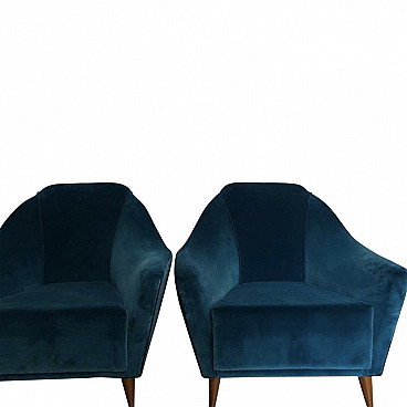 Pair of velvet armchairs by Ico Parisi, 50's
