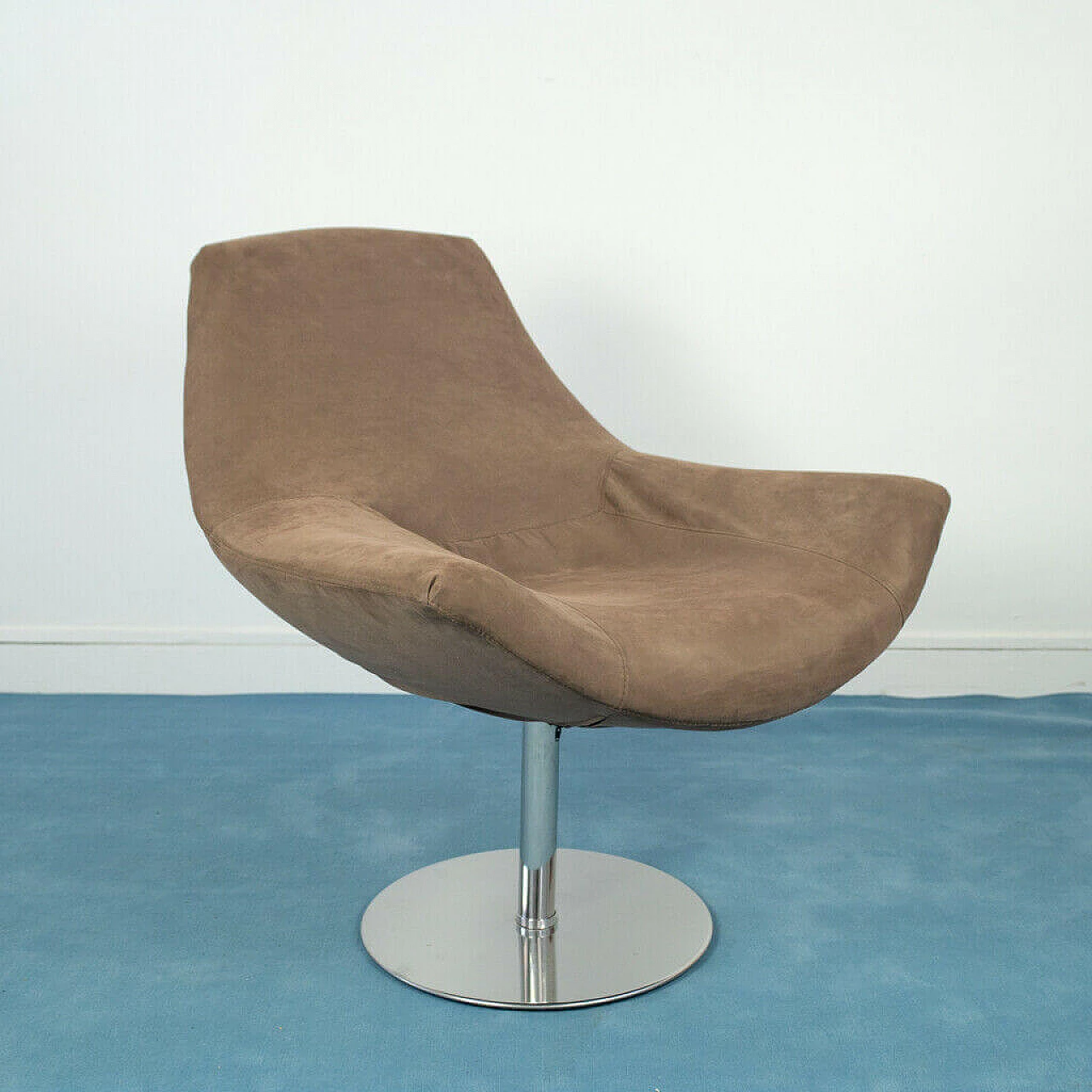 Swivel armchair in brown fabric, 70's 1140472