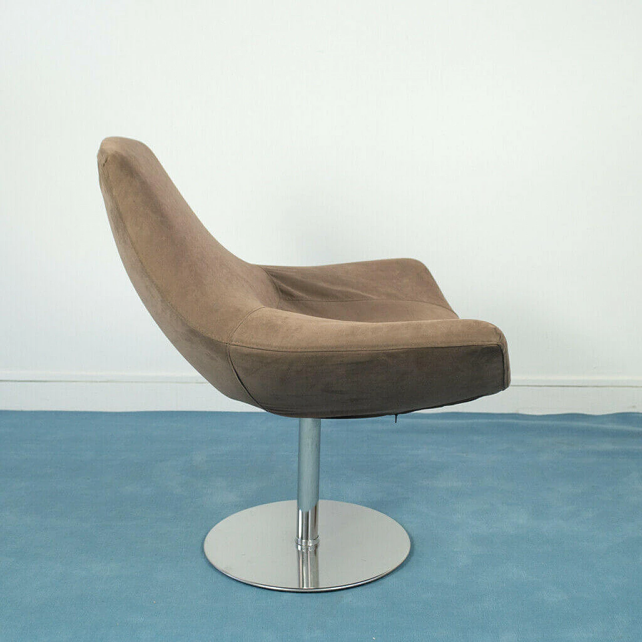 Swivel armchair in brown fabric, 70's 1140473