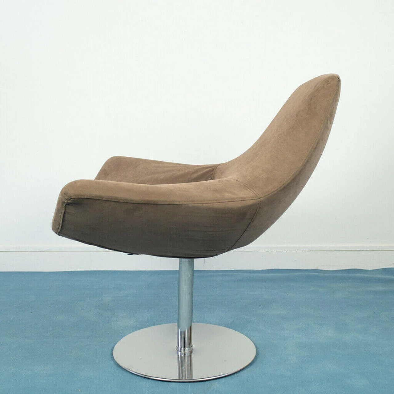 Swivel armchair in brown fabric, 70's 1140475