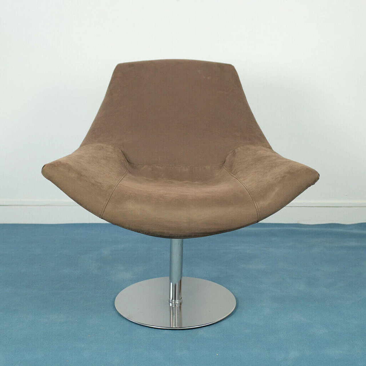 Swivel armchair in brown fabric, 70's 1140476