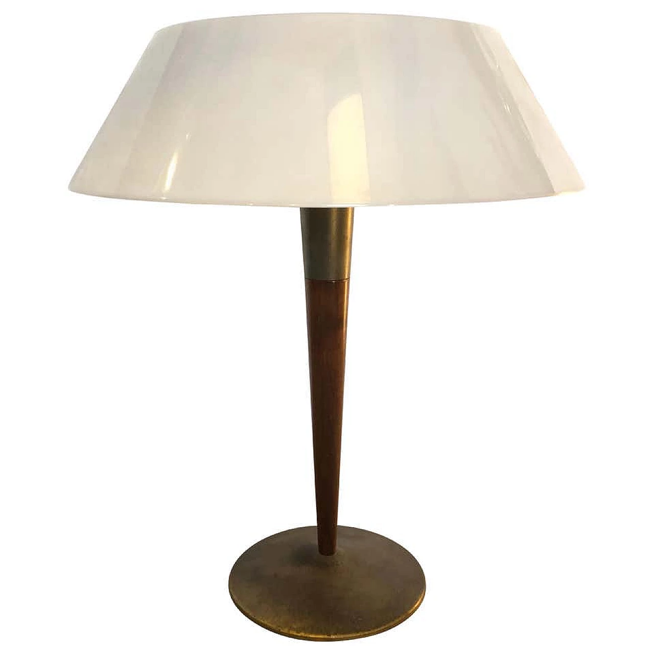 Table lamp in wood and brass by Gaetano Sciolari, 70s 1140696