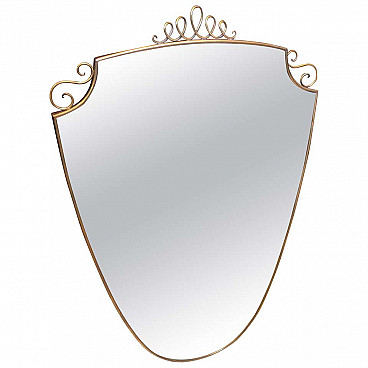 Mirror with brass frame in the style of Giò Ponti, 1950s