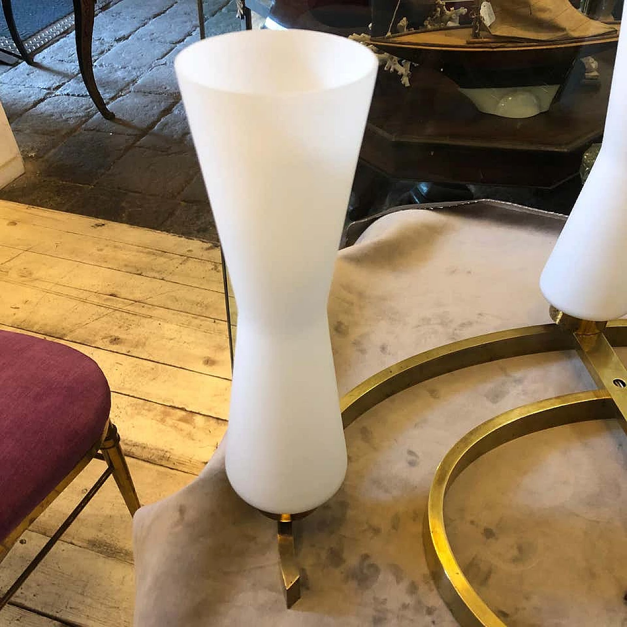 Chandelier in brass and glass, 1950s 1140973