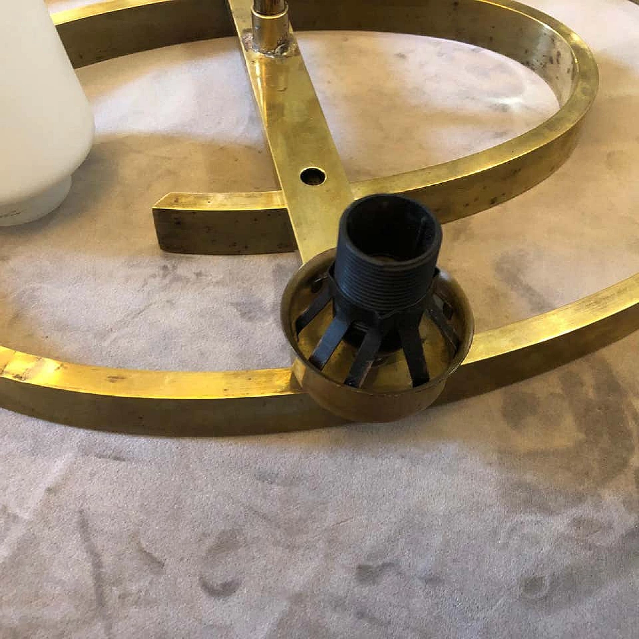 Chandelier in brass and glass, 1950s 1140980