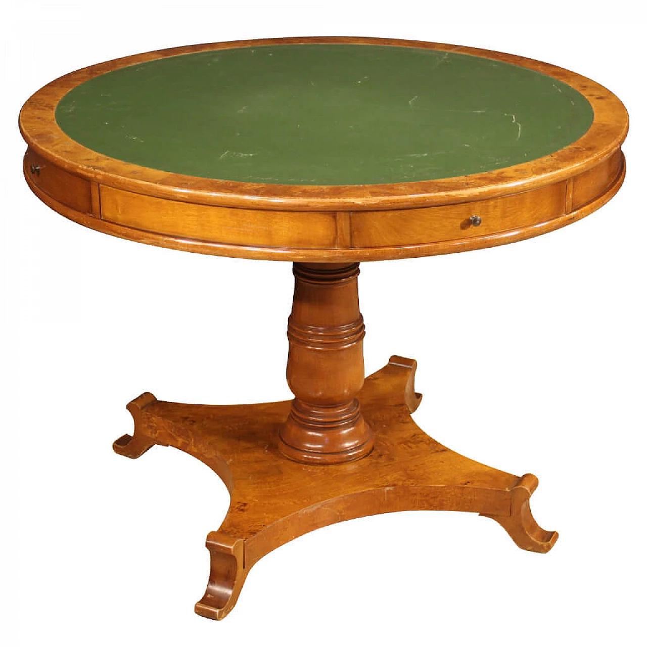 French round table made of mahogany, briar, beech and fruit wood 1141121