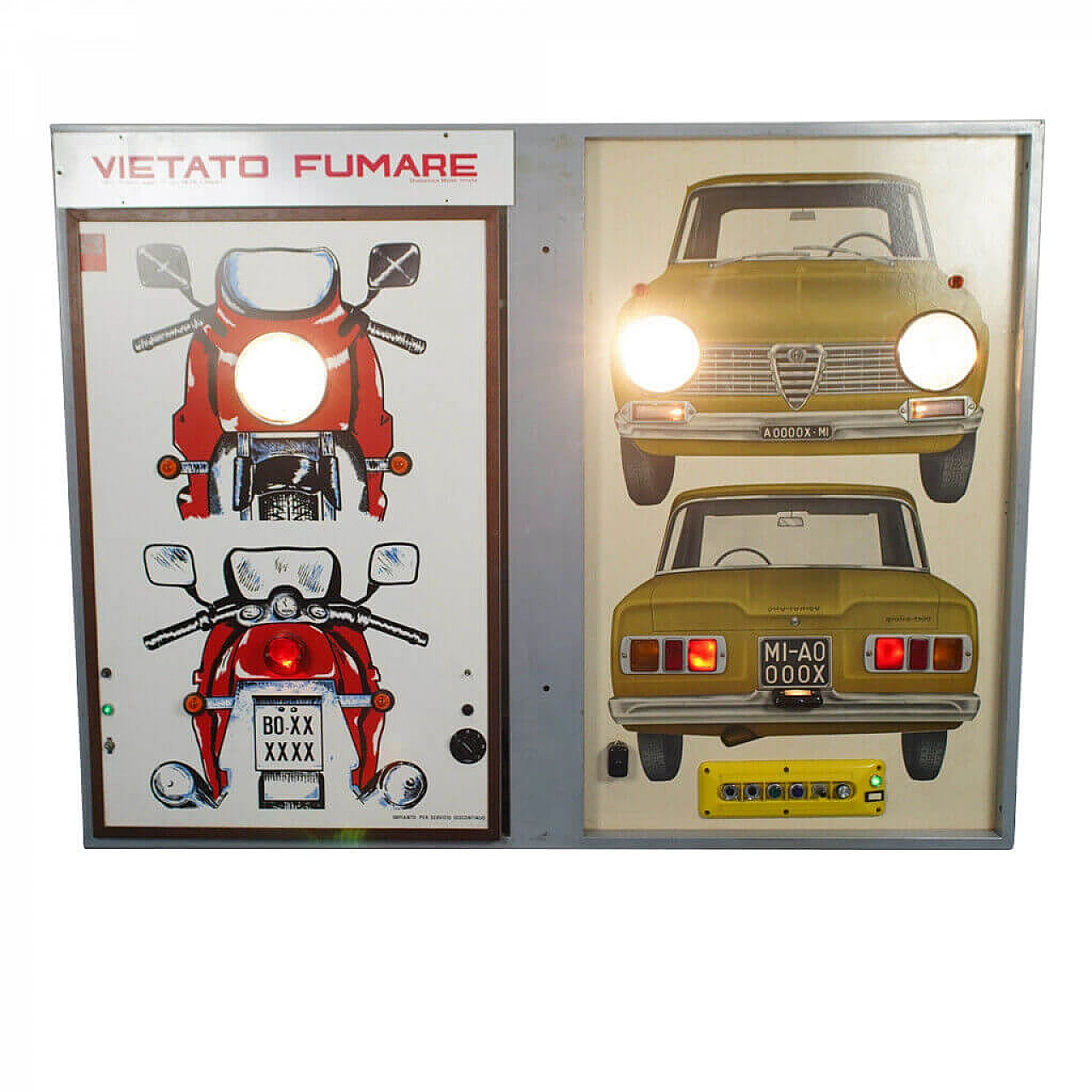 Pannello luminoso da scuola guida Didattica Baldi Imola, anni '70 1141210