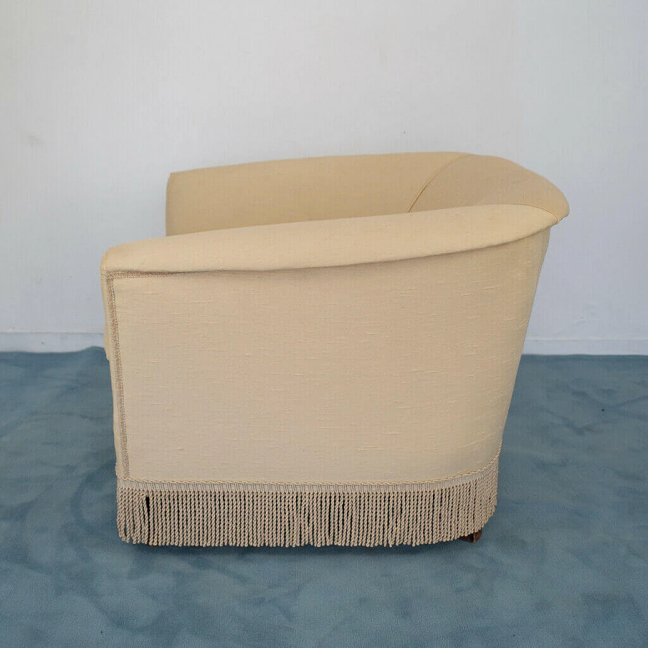 Pair of armchairs in beige fabric, 50s 1141365