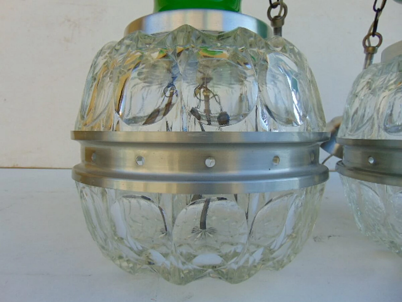 Pair of chandeliers in colored glass, 60s 1141401