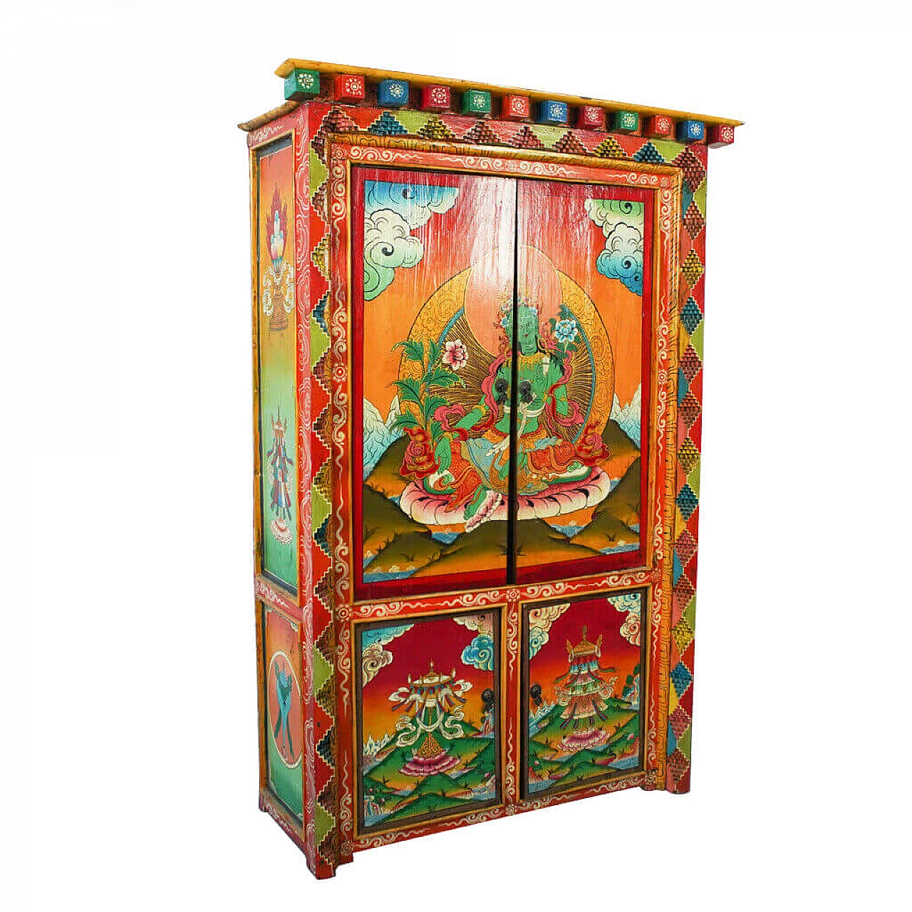 Armadio Etnico in legno pitturata, anni '60 1141459