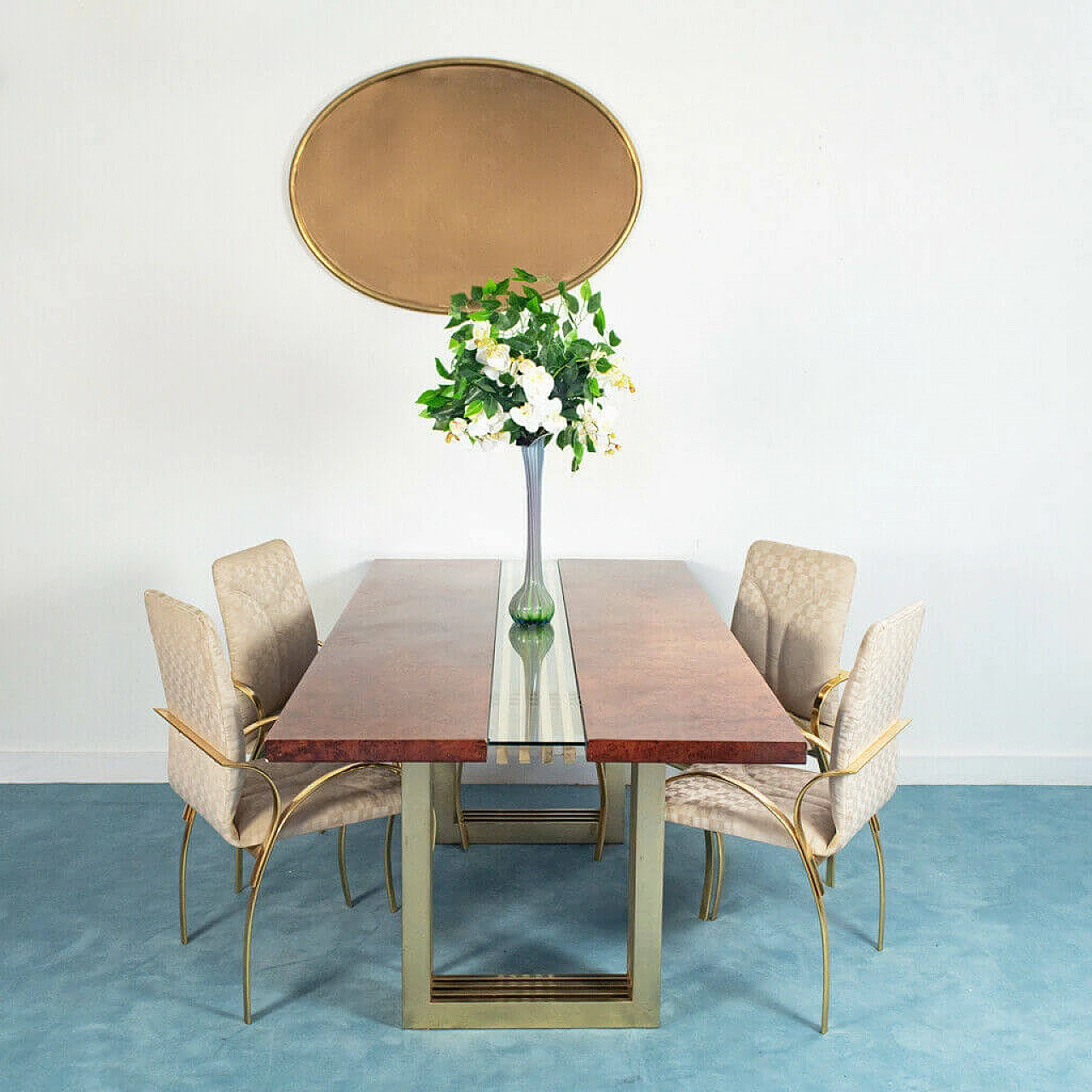 4 Brass dining chairs, 70s 1141579