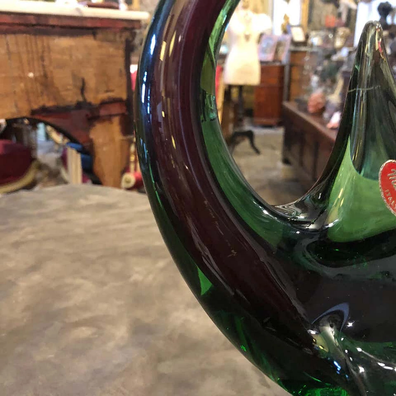 Green and red Murano glass shark, 1970s 1141696