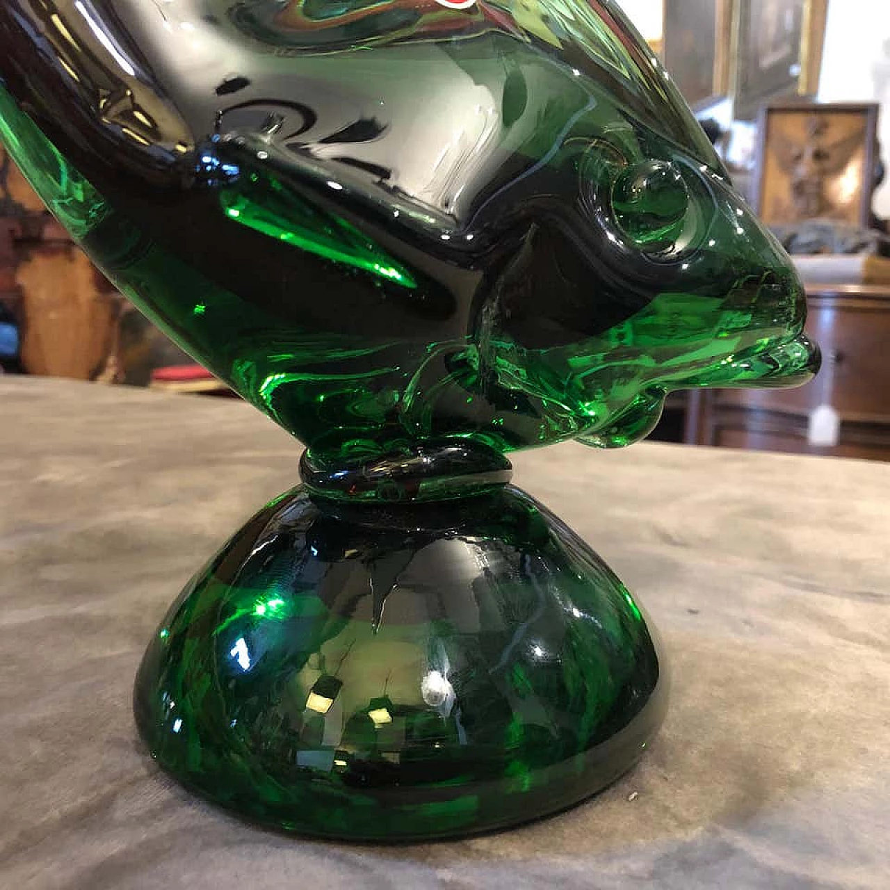 Green and red Murano glass shark, 1970s 1141698