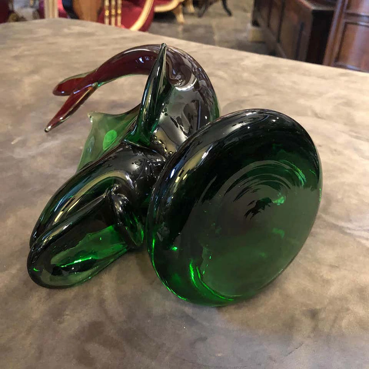 Green and red Murano glass shark, 1970s 1141703