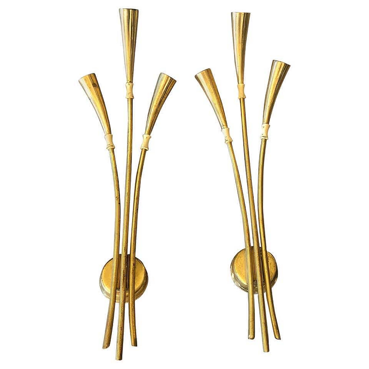 Pair of brass wall sconce by Oscar Torlasco for Lumi, 50s 1141758