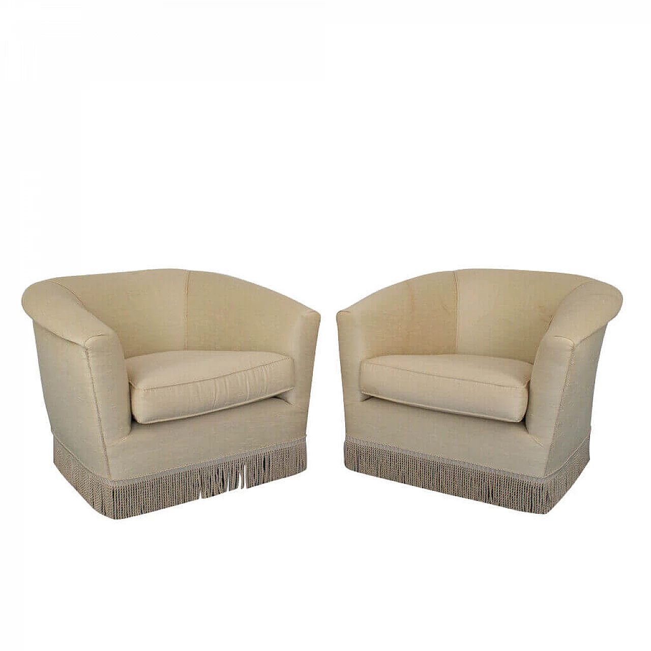 Pair of armchairs in beige fabric, 50s 1141977