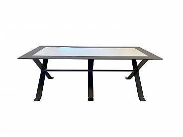 Coffee table in black metal and mirror top, 70s