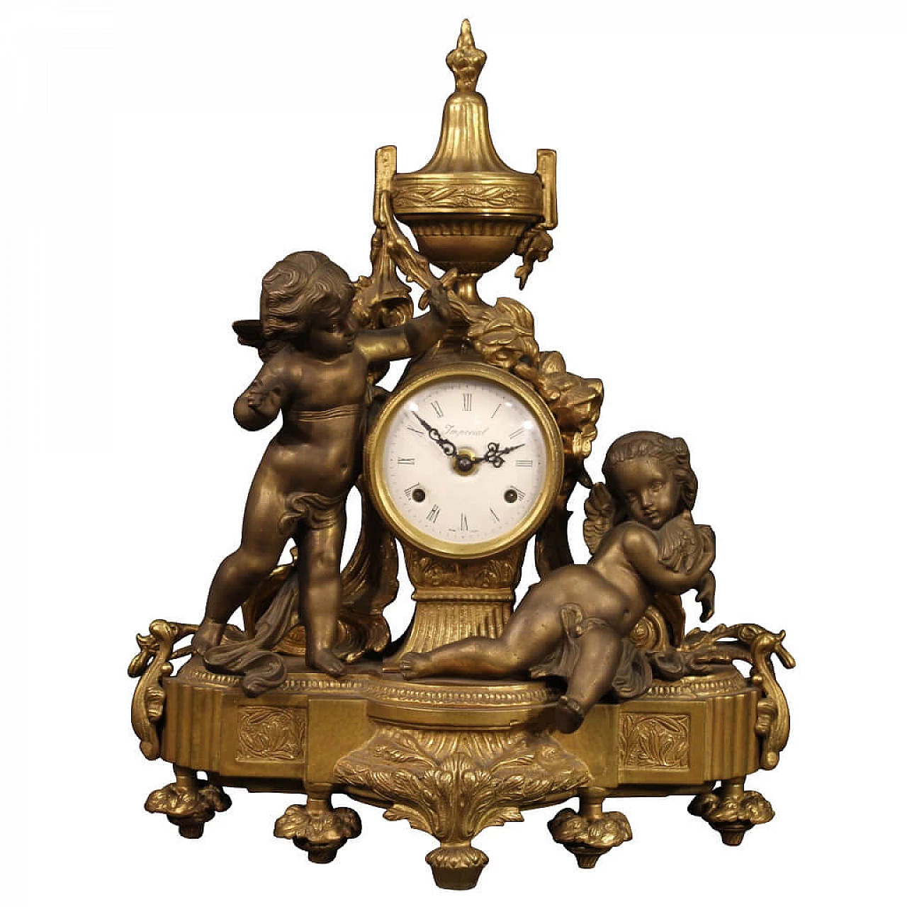 Orologio francese in bronzo e antimonio dorato 1142327