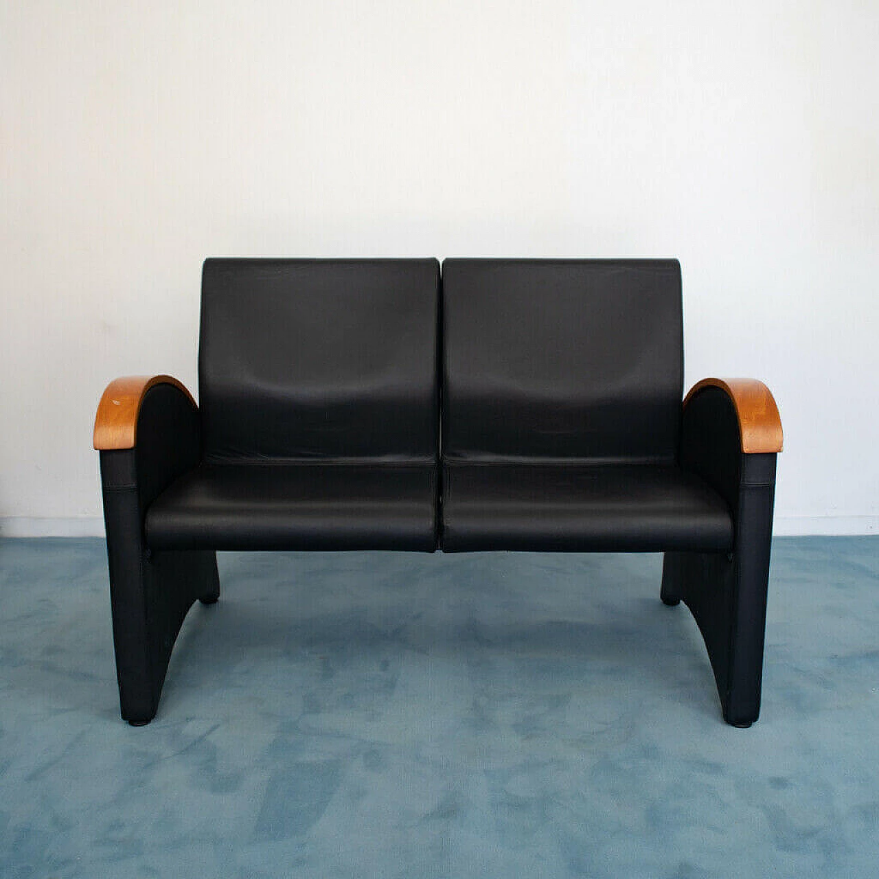 Pair of Trhona sofas in faux leather, 70s 1142379