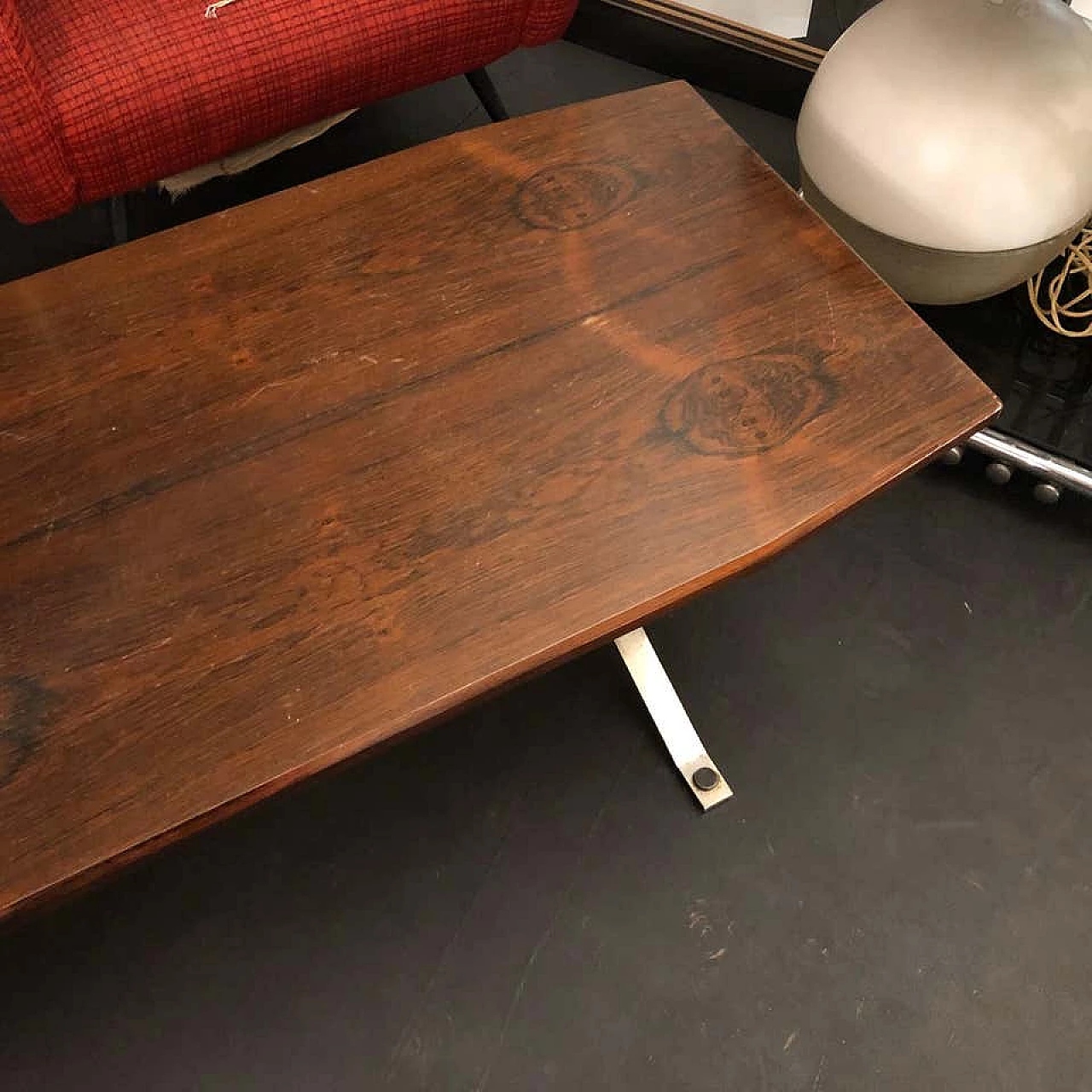 Tavolino da caffè in palissandro Rio e acciaio, anni '70 1142563