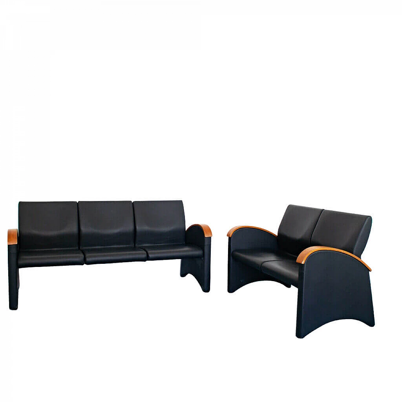 Pair of Trhona sofas in faux leather, 70s 1142598