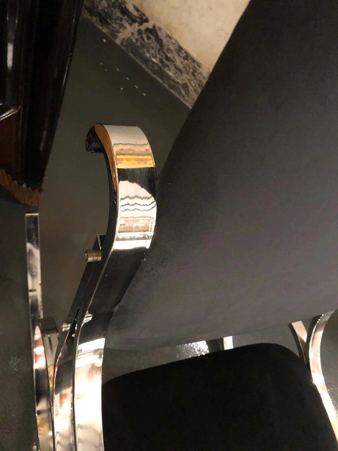 Rocking chair chrome and black velvet, 70s 1142943