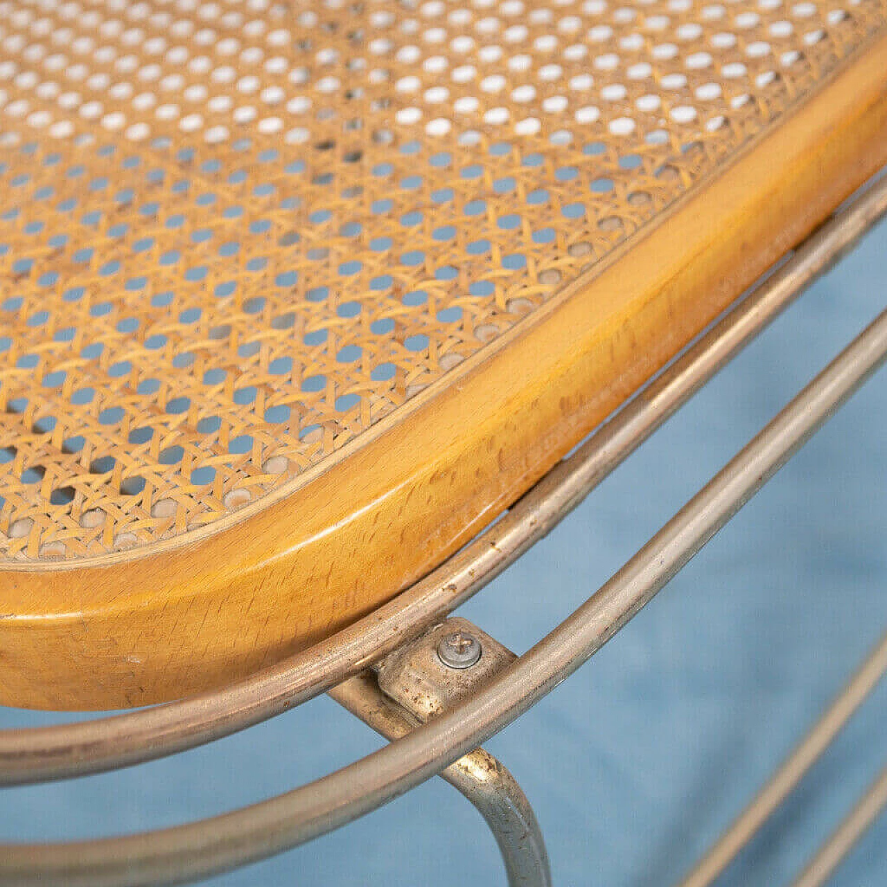 Vienna rocking chair made of steel and straw from Vienna, 1970s 1142976