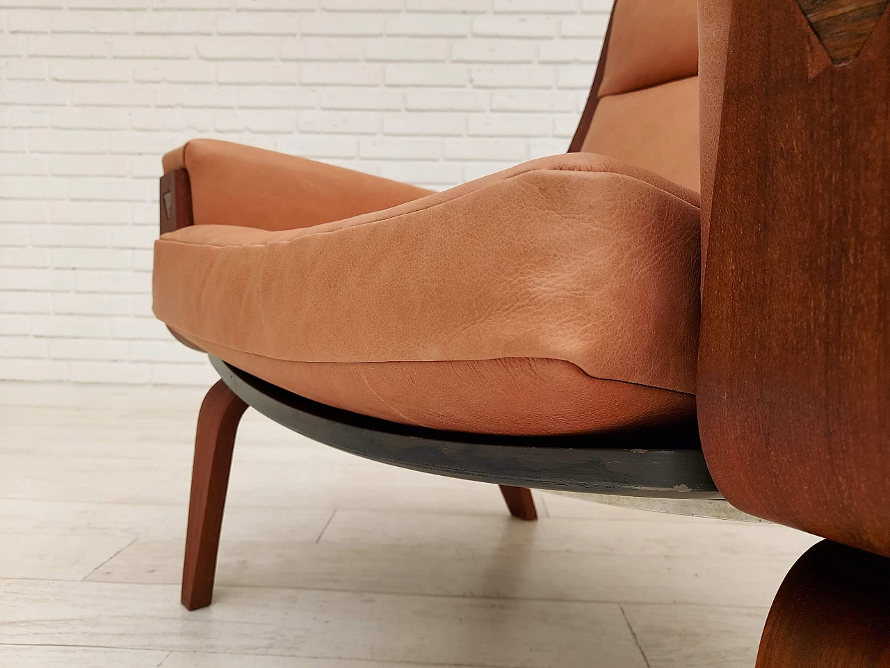 Danish armchair GE501A in mahogany and leather by H. J. Wegner, 70s 1143135
